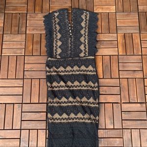 Nightcap Antoinette Dress in Black & Nude | 2